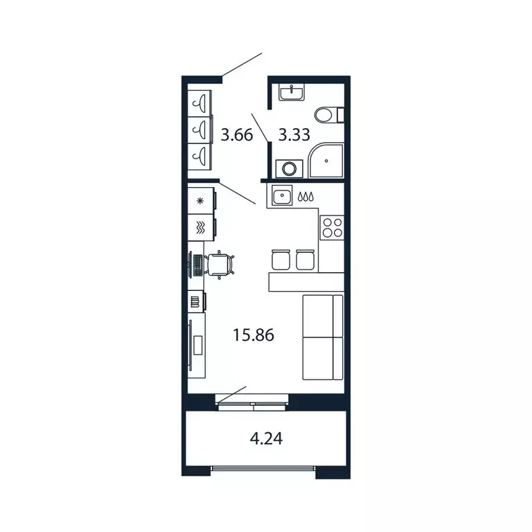 Квартира-студия: Новоселье, Центральная улица, 30к1 (22.7 м) - Фото 1