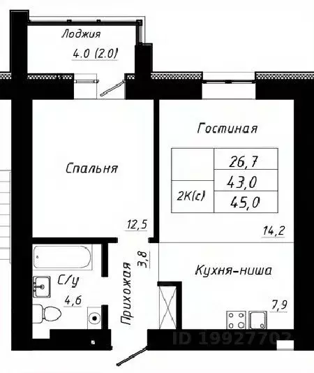 2-к кв. Алтайский край, Барнаул тракт Павловский, 196Ак2 (45.0 м) - Фото 1