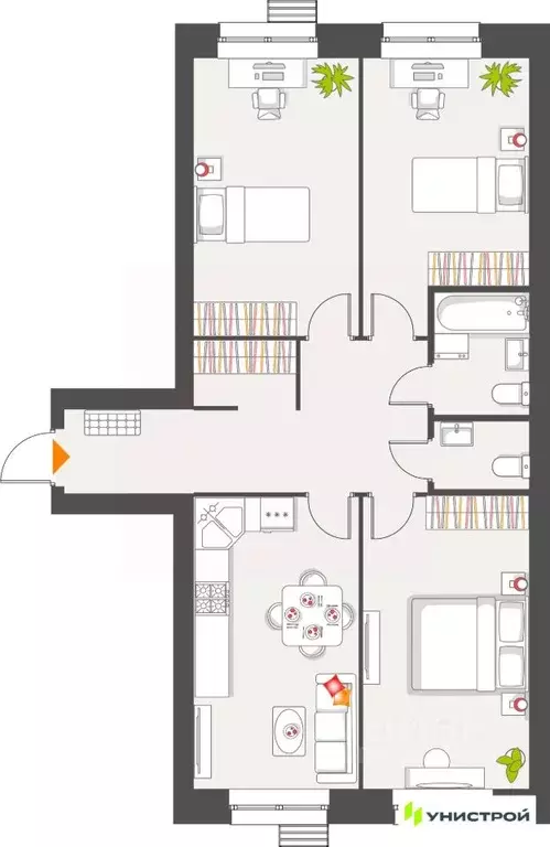 3-к кв. Татарстан, с. Высокая Гора Атмосфера жилой комплекс (81.69 м) - Фото 1