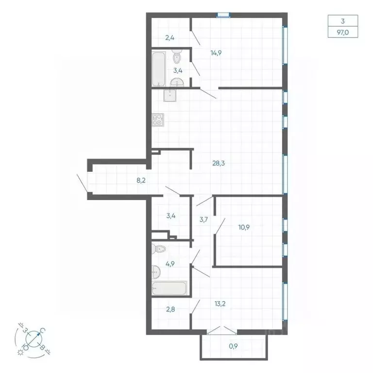 3-к кв. Свердловская область, Екатеринбург ул. Вильгельма де Геннина, ... - Фото 1