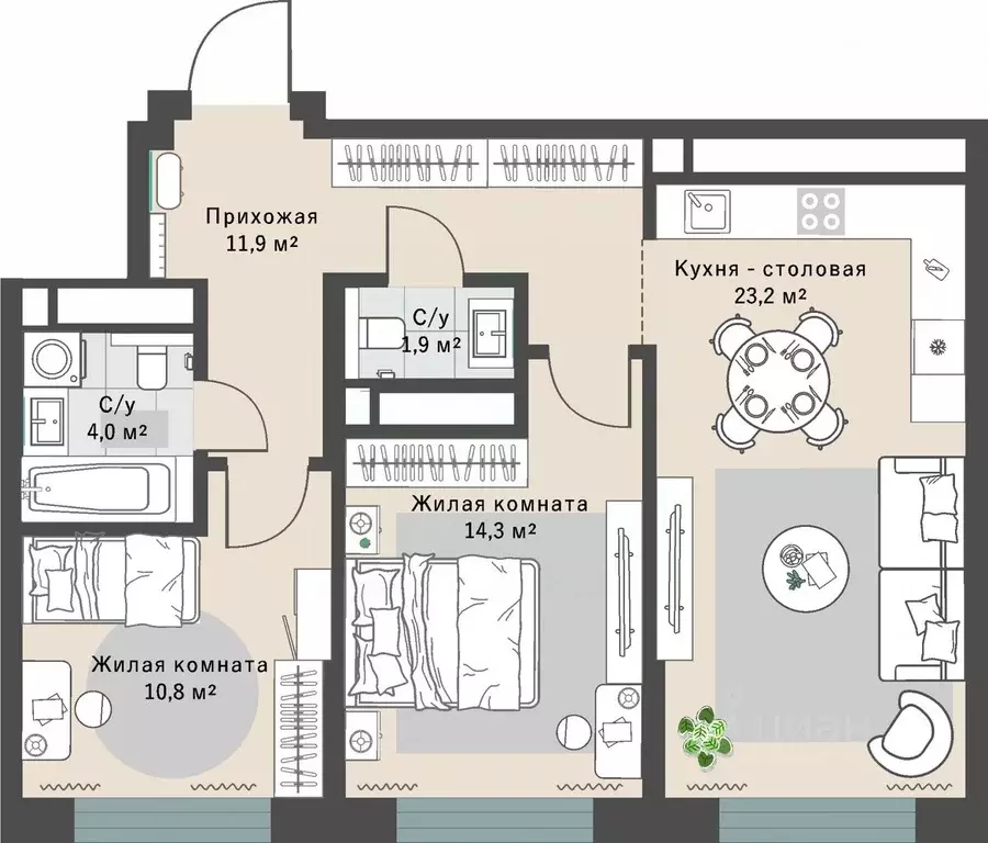 2-к кв. Свердловская область, Екатеринбург Эльмаш жилрайон, Изумрудный ... - Фото 1