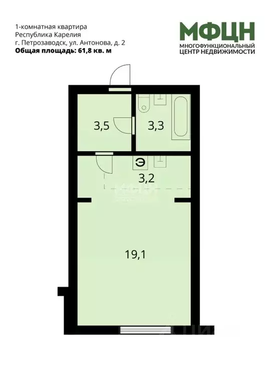 Студия Карелия, Петрозаводск ул. Антонова, 2 (29.1 м) - Фото 2