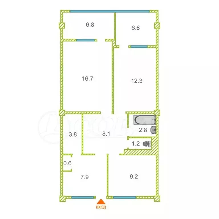 3-комнатная квартира: Сочи, микрорайон Донская, Пасечная улица, 61/1 ... - Фото 2