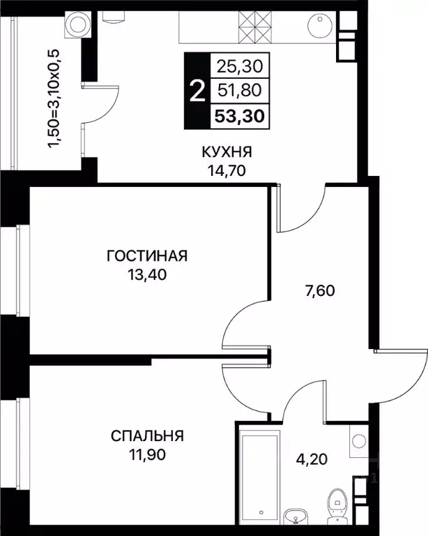 2-к кв. Ростовская область, Ростов-на-Дону ул. Берберовская, 15с2 ... - Фото 0