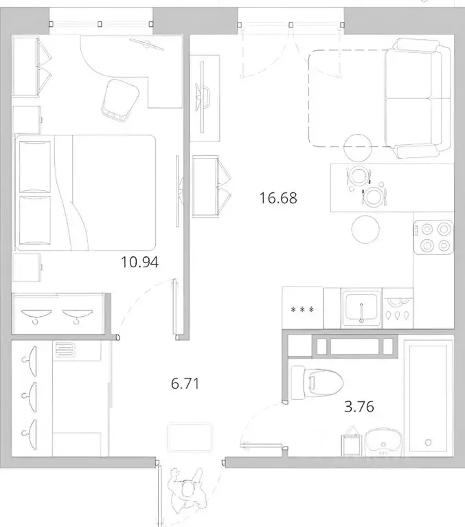1-к кв. Ленинградская область, Ломоносовский район, Виллозское ... - Фото 2