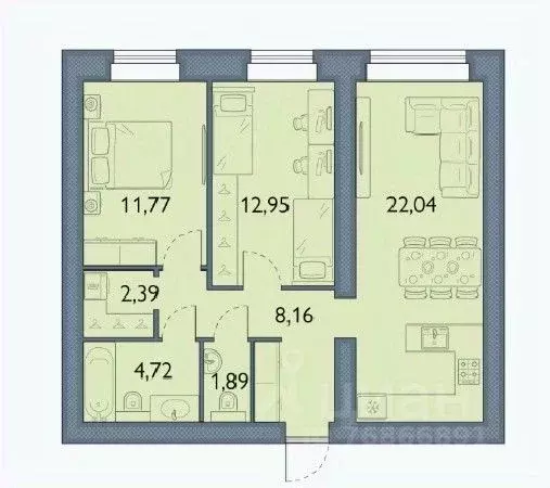2-к кв. Брянская область, Брянский район, пос. Мичуринский, ... - Фото 1