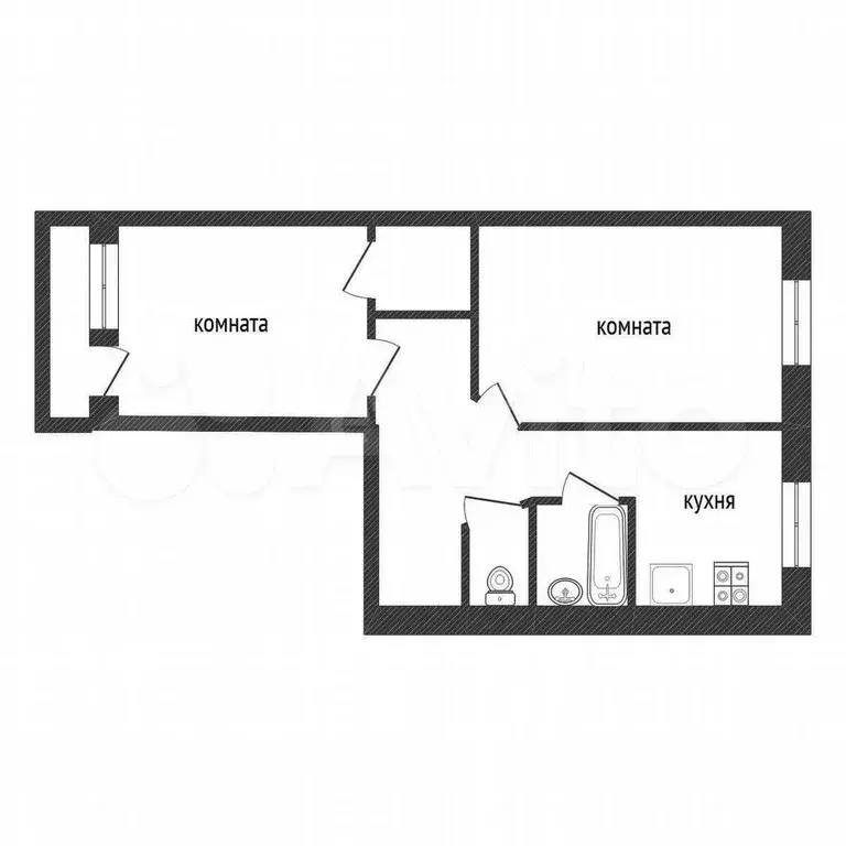 2-к. квартира, 47 м, 3/5 эт. - Фото 0