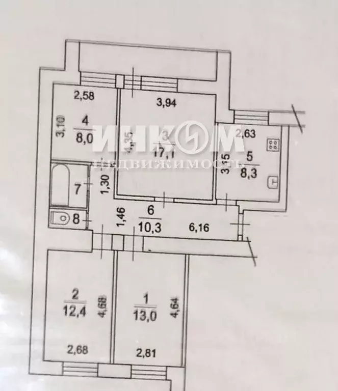 4-к кв. Московская область, Люберцы пос. Калинина, 44 (72.9 м) - Фото 1