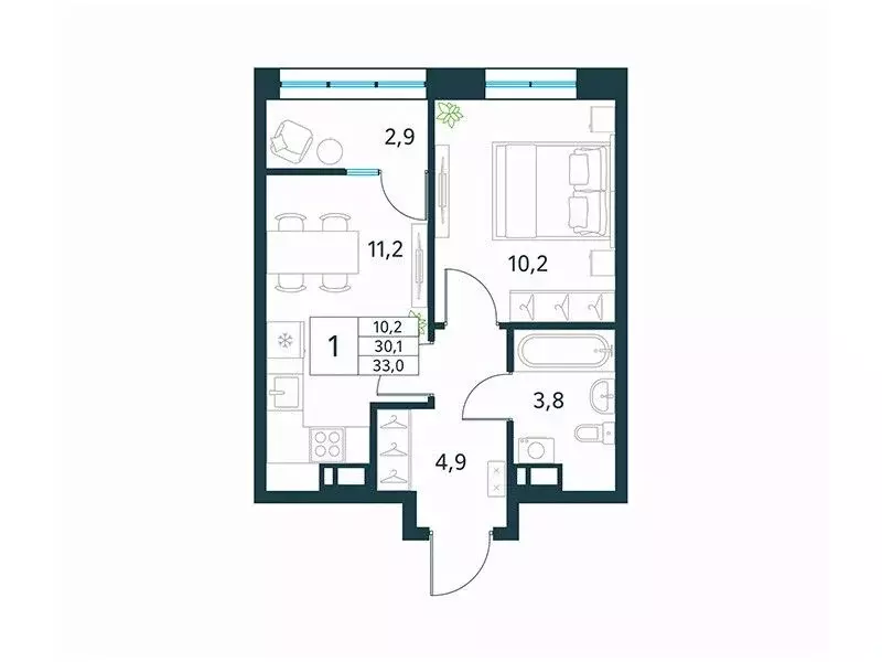 1-к кв. Забайкальский край, Чита Хороший мкр, 16 (33.0 м) - Фото 1