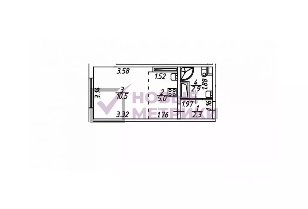 Студия Санкт-Петербург дор. Муринская, 27к1 (21.0 м) - Фото 2