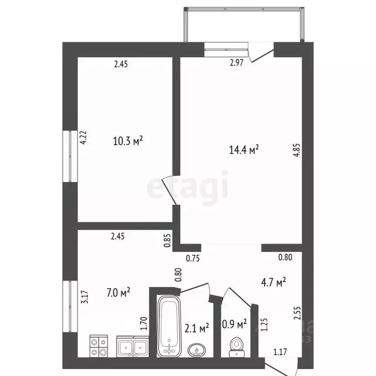 2-к кв. Нижегородская область, Выкса Гоголя мкр, 15 (40.0 м) - Фото 1