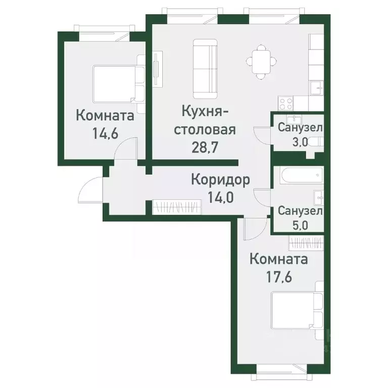 2-к кв. Челябинская область, Челябинский городской округ, пос. ... - Фото 0