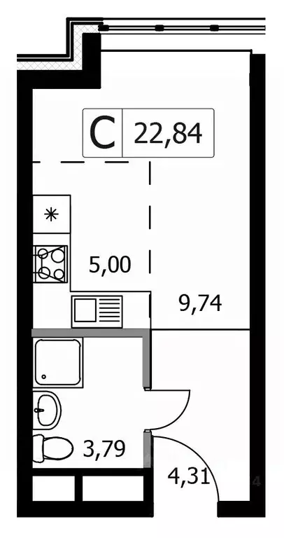 Студия Москва Городские Истории жилой комплекс (22.84 м) - Фото 0