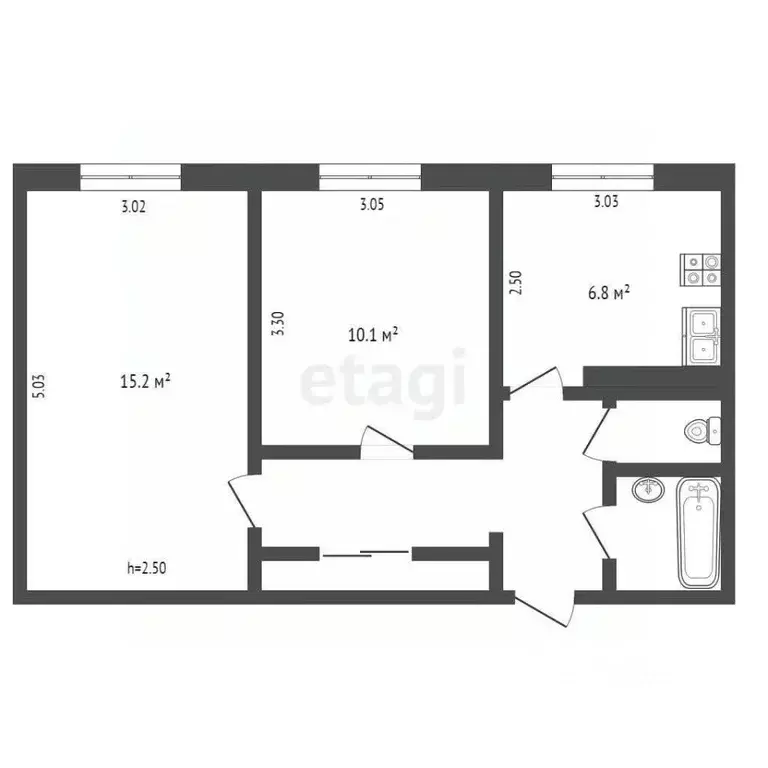 2-к кв. Ямало-Ненецкий АО, Ноябрьск Советская ул., 94 (44.7 м) - Фото 1
