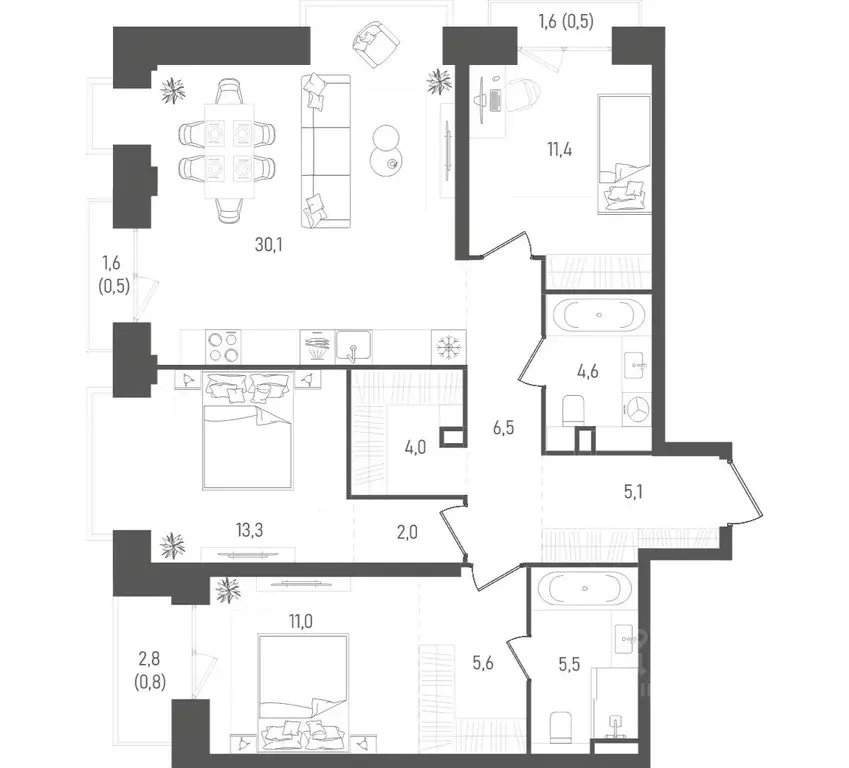 3-к кв. Москва ул. Обручева, 27К2С1 (100.9 м) - Фото 2