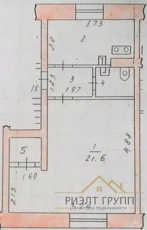 1-к кв. Татарстан, Казань Апастовская ул., 5 (34.5 м) - Фото 2