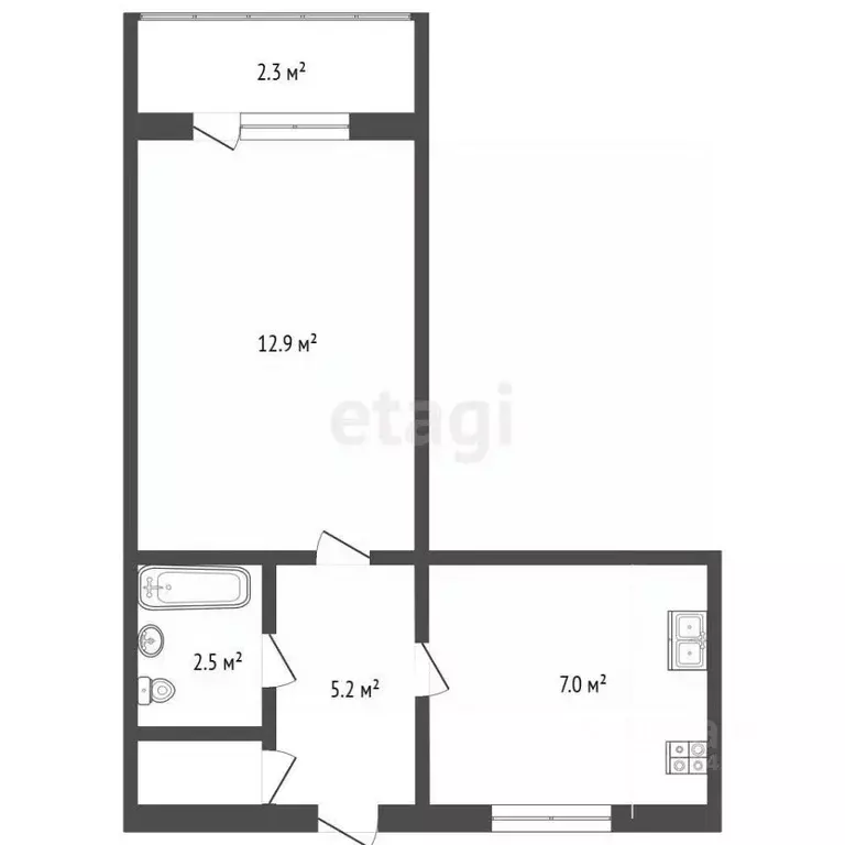 1-к кв. Севастополь, Севастополь, Инкерман г. ул. Погорелова, 23 (30.0 ... - Фото 1