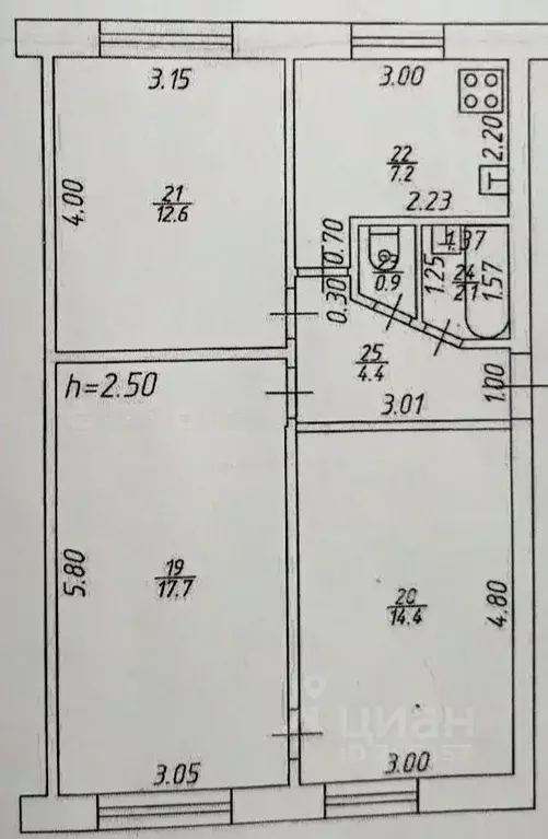 3-к кв. Татарстан, Казань ул. Братьев Касимовых, 18 (58.9 м) - Фото 2