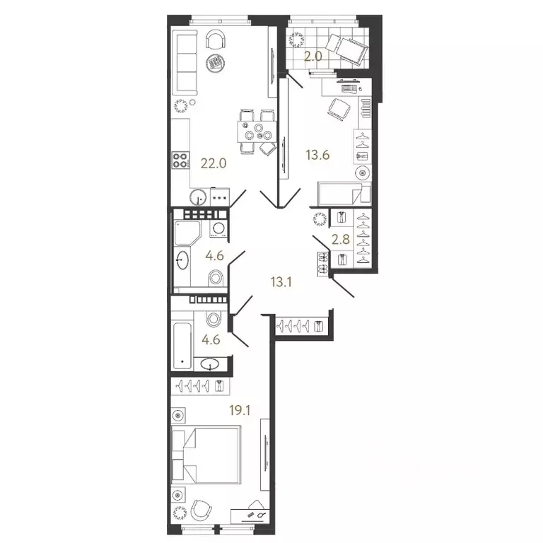 2-к кв. Санкт-Петербург Миргородская ул., 1 (79.8 м) - Фото 0