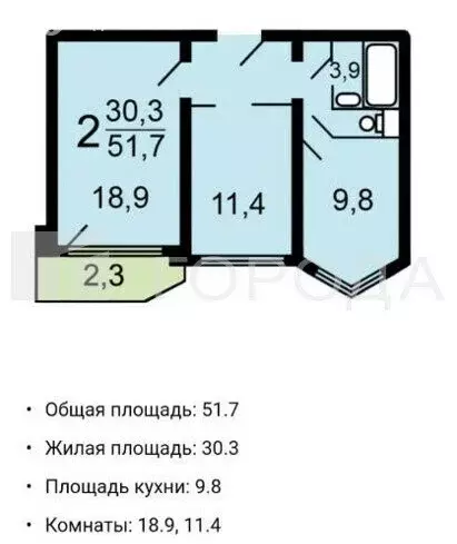 2-комнатная квартира: Москва, Старомарьинское шоссе, 13 (51.3 м) - Фото 1