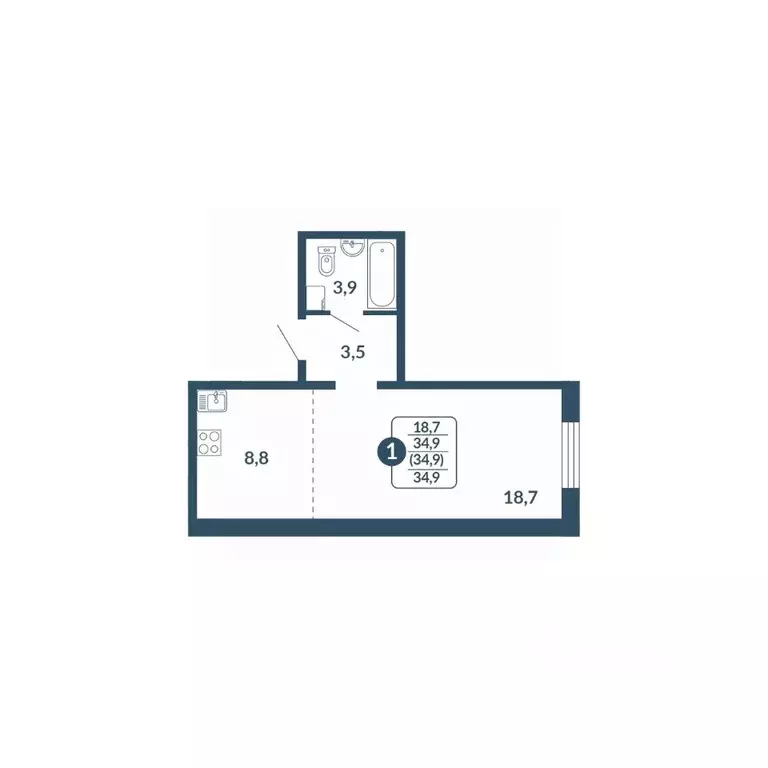 1-к кв. Кировская область, Киров ул. Анжелия Михеева, 5 (34.9 м) - Фото 1