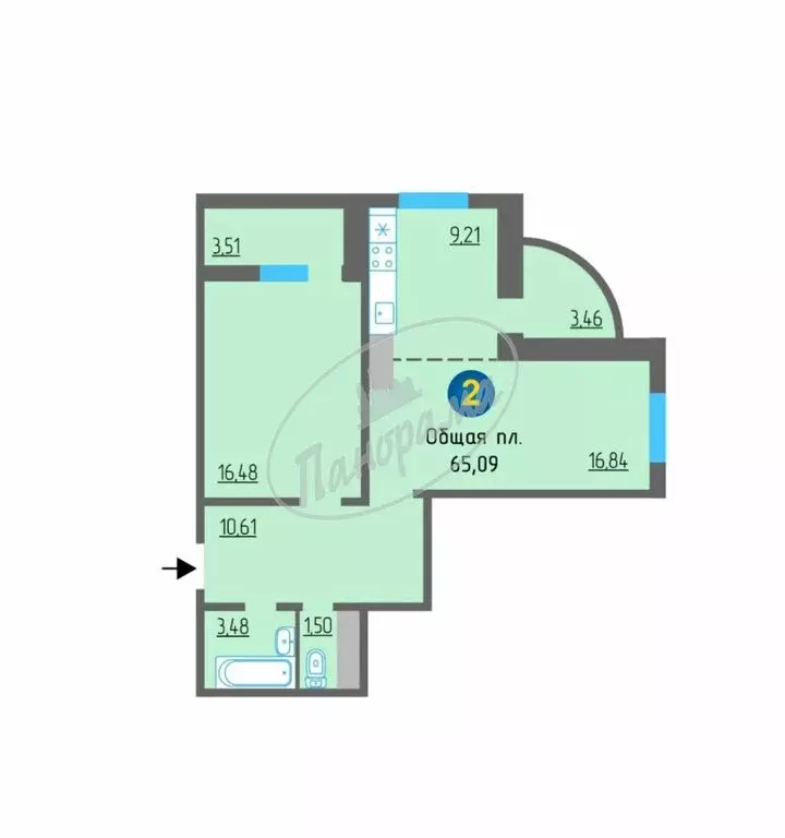 2-комнатная квартира: Калуга, Минская улица, 23к1 (65.94 м) - Фото 0