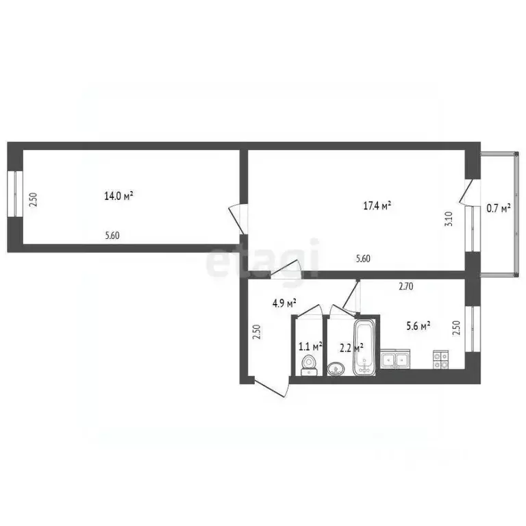 2-к кв. Кемеровская область, Березовский Больничная ул., 8 (44.6 м) - Фото 1