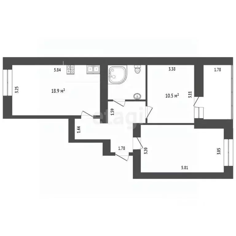 2-к кв. Ханты-Мансийский АО, Сургут ул. Генерала Иванова, 5 (63.5 м) - Фото 1