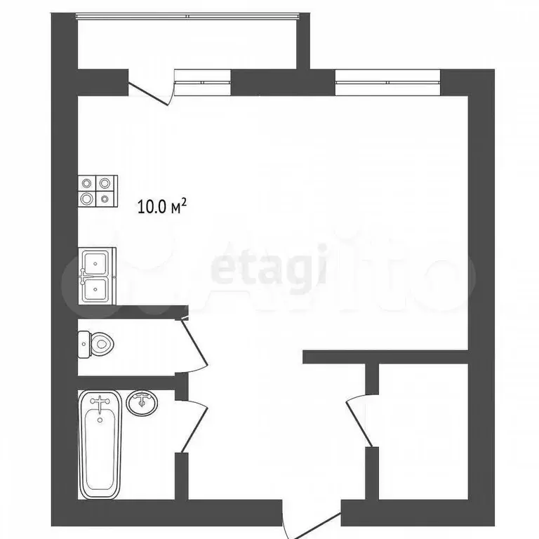 1-к. квартира, 37,7 м, 6/9 эт. - Фото 0
