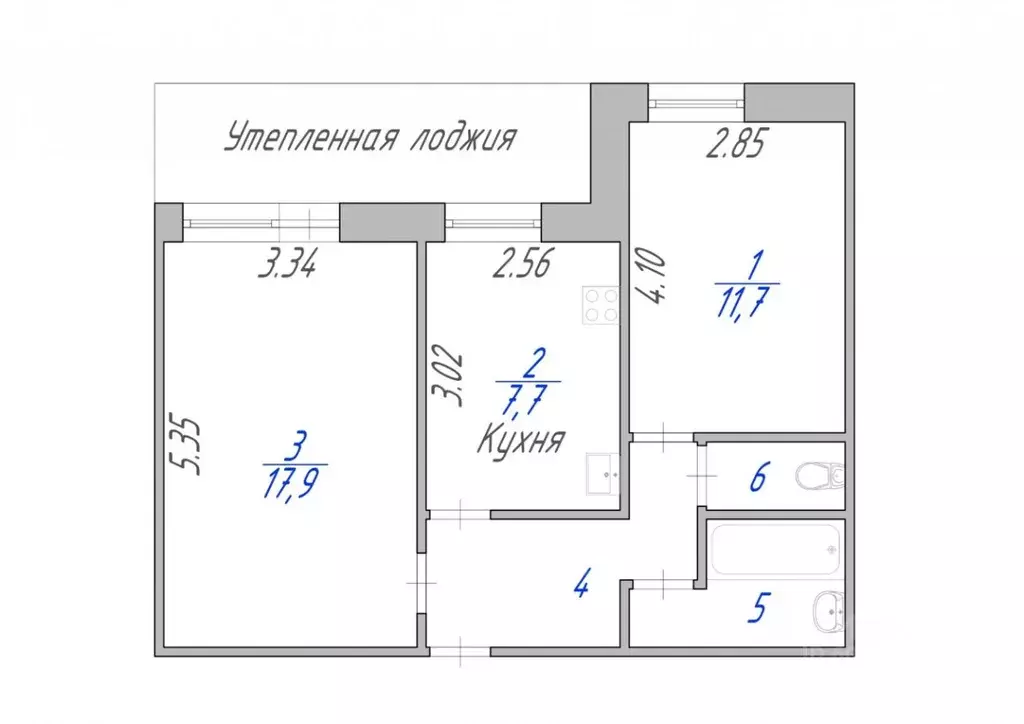 2-к кв. Томская область, Томск Учебная ул., 1/1 (55.0 м) - Фото 1