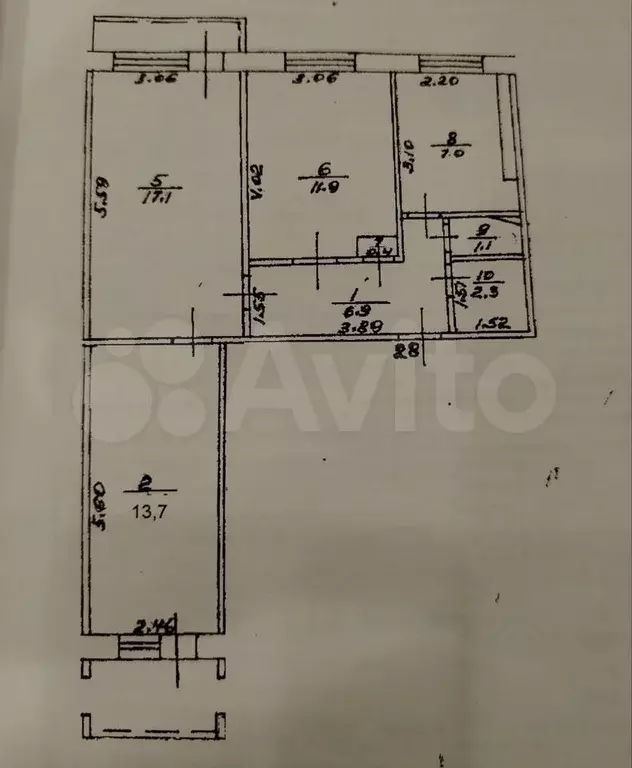 3-к. квартира, 60,7 м, 8/9 эт. - Фото 0