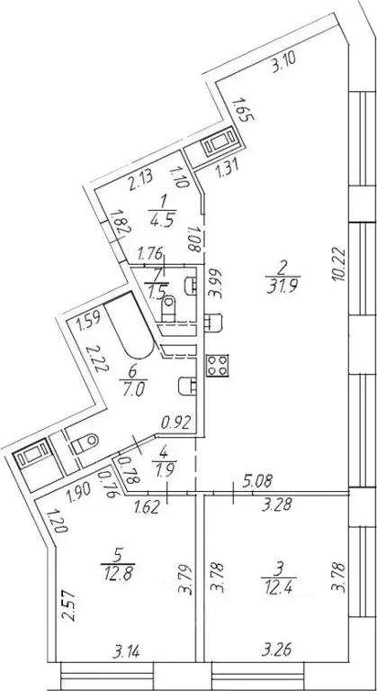 2-к кв. Санкт-Петербург ул. Челюскина, 10 (62.9 м) - Фото 0