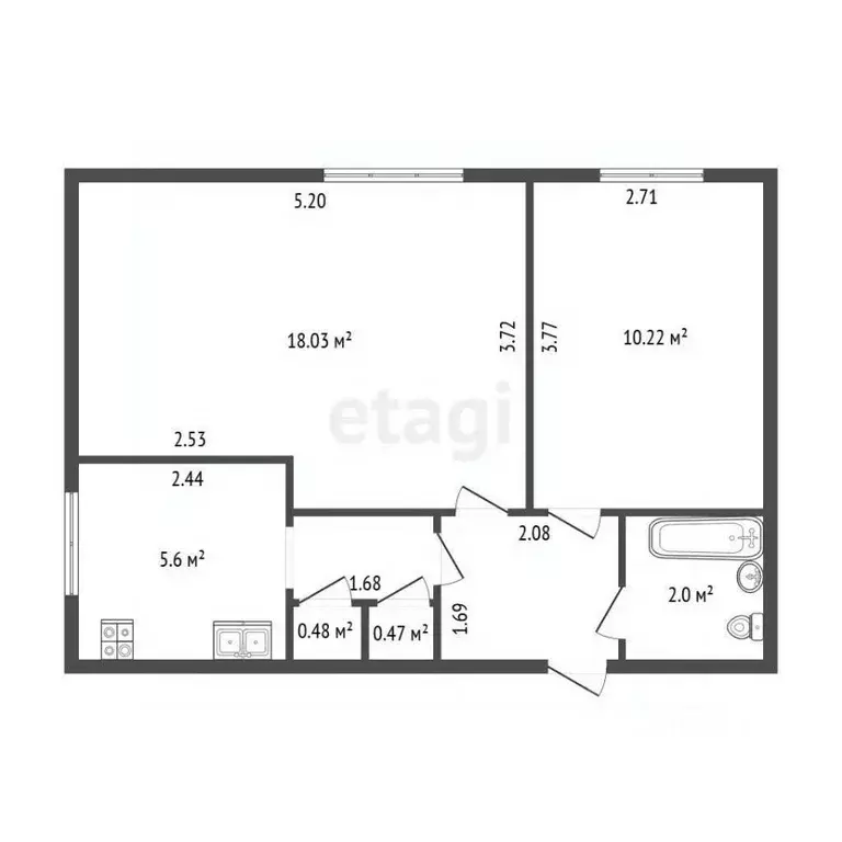 2-к кв. Санкт-Петербург Дачный просп., 27К3 (42.3 м) - Фото 2