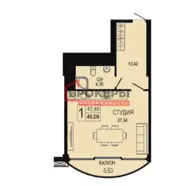 Квартира-студия: Севастополь, улица Пляж Омега, 24 (40.8 м) - Фото 0
