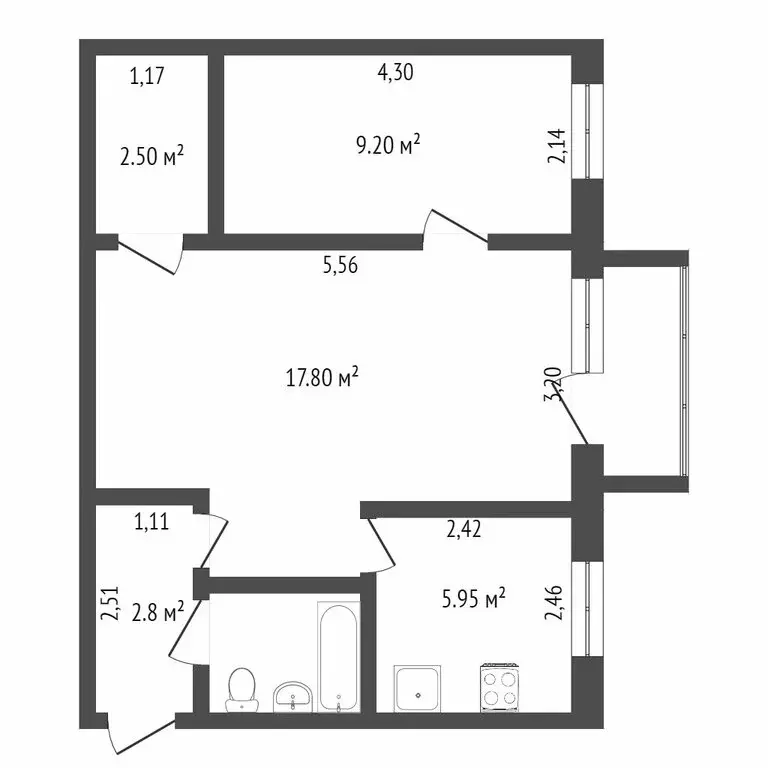 2-комнатная квартира: Улан-Удэ, Солнечная улица, 31 (42 м) - Фото 1