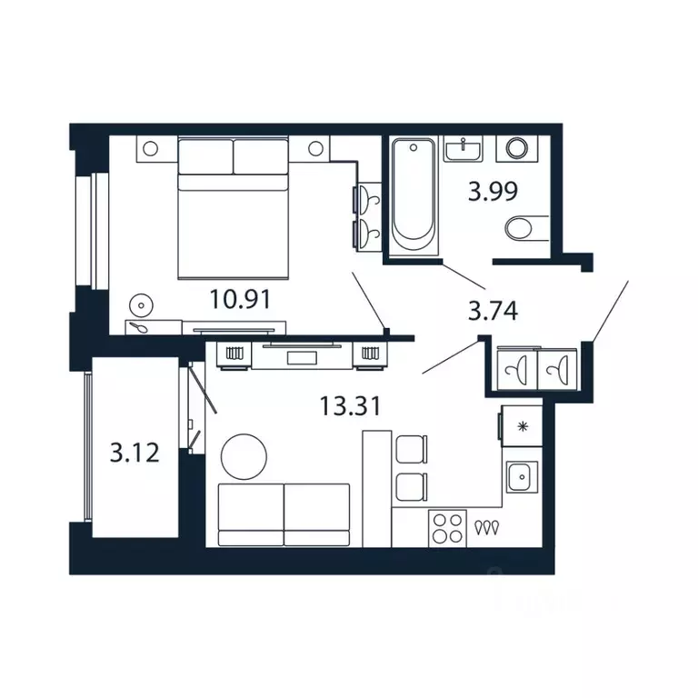 1-к кв. Ленинградская область, Ломоносовский район, Аннинское ... - Фото 1