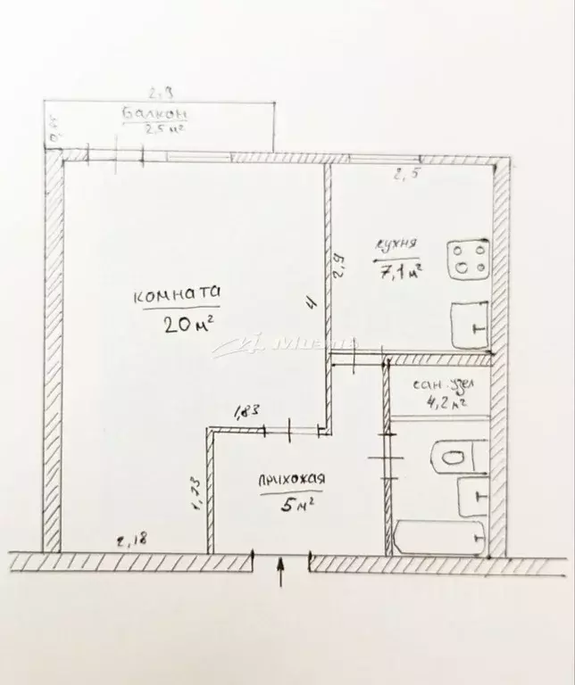 1-к кв. Крым, Симферополь ул. Ларионова, 42 (36.9 м) - Фото 2