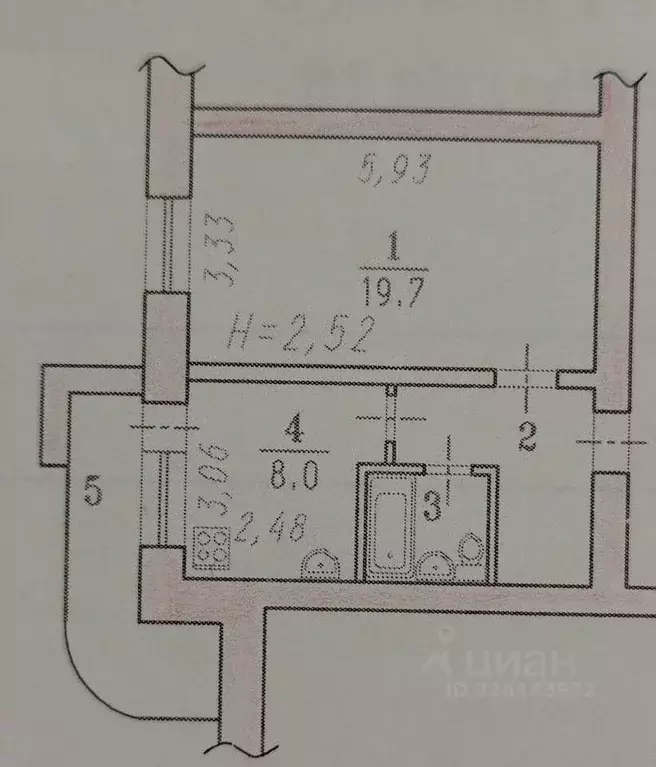 1-к кв. Омская область, Омск ул. Дмитриева, 3/4 (36.3 м) - Фото 2