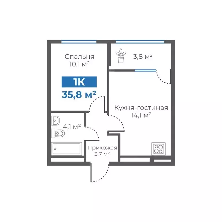 1-комнатная квартира: Тюмень, Интернациональная улица, 199А (35.8 м) - Фото 0