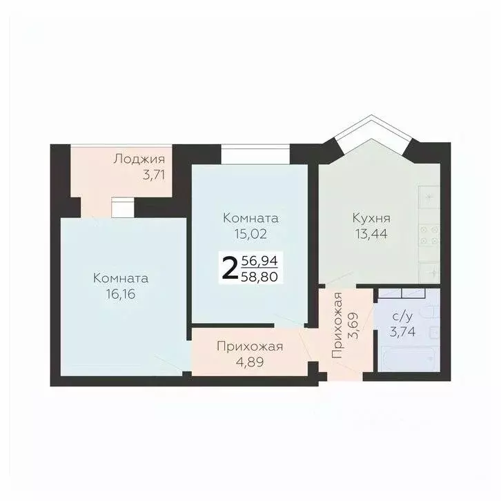 2-к кв. Орловская область, Орел ул. Панчука, 83Б (58.8 м) - Фото 0