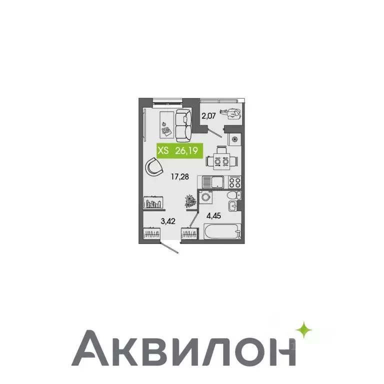 Студия Архангельская область, Северодвинск Аквилон Севен жилой ... - Фото 0