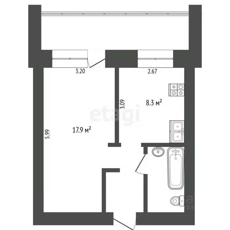 1-к кв. Тюменская область, Тюмень ул. 50 лет Октября, 29 (37.0 м) - Фото 2