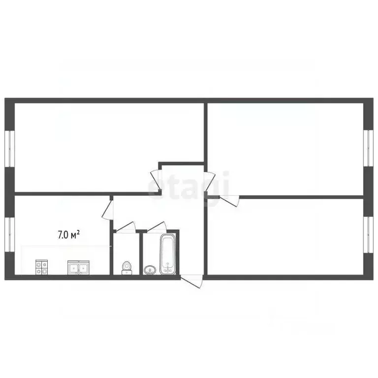 3-к кв. Челябинская область, Челябинск ул. Куйбышева, 71 (60.1 м) - Фото 2