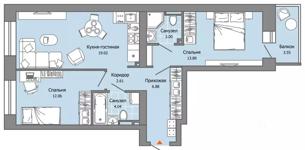 2-к кв. Пермский край, Пермь ул. Дзержинского, 35А (63.0 м) - Фото 2