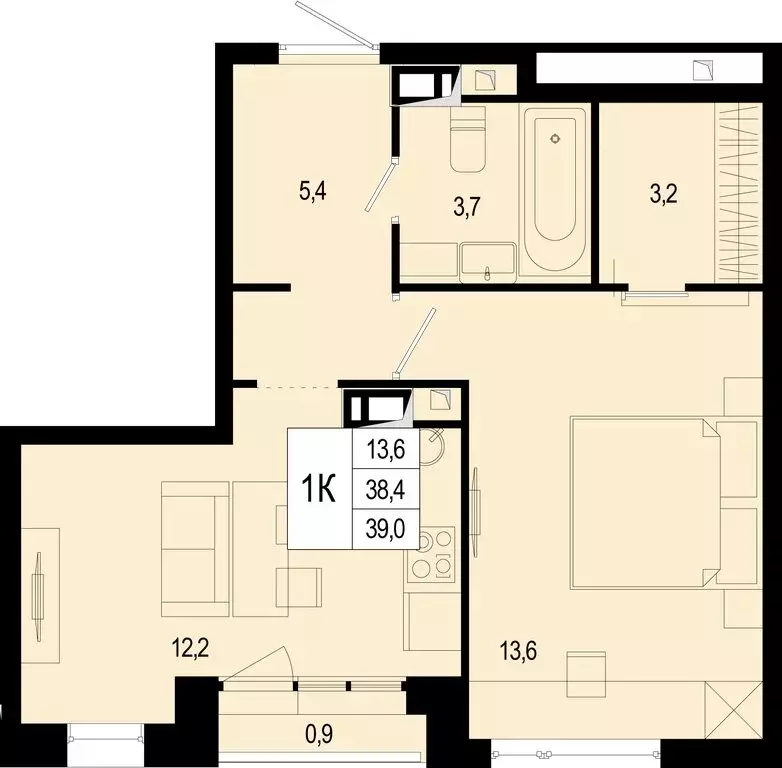 1-комнатная квартира: Московская область, городской округ Подольск, ... - Фото 1