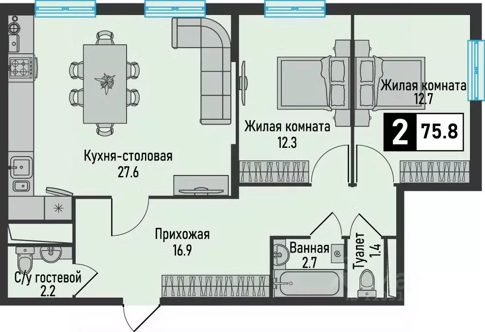 2-к кв. Ставропольский край, Железноводск городской округ, пос. ... - Фото 0