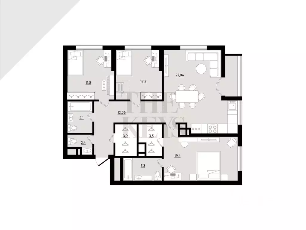 3-к кв. Санкт-Петербург бул. Александра Грина, 2к2 (102.5 м) - Фото 1