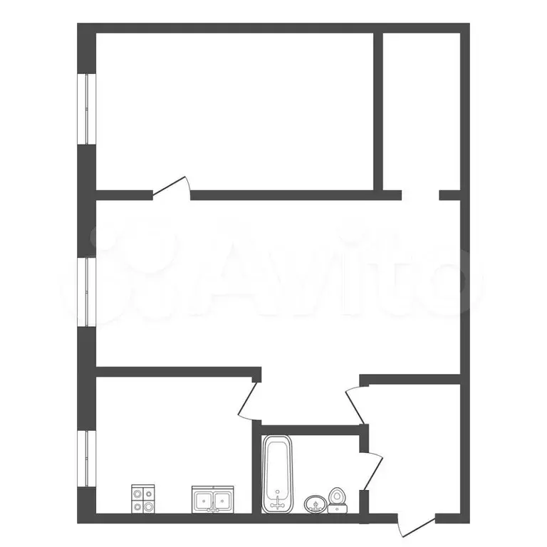 2-к. квартира, 40,5 м, 1/4 эт. - Фото 0