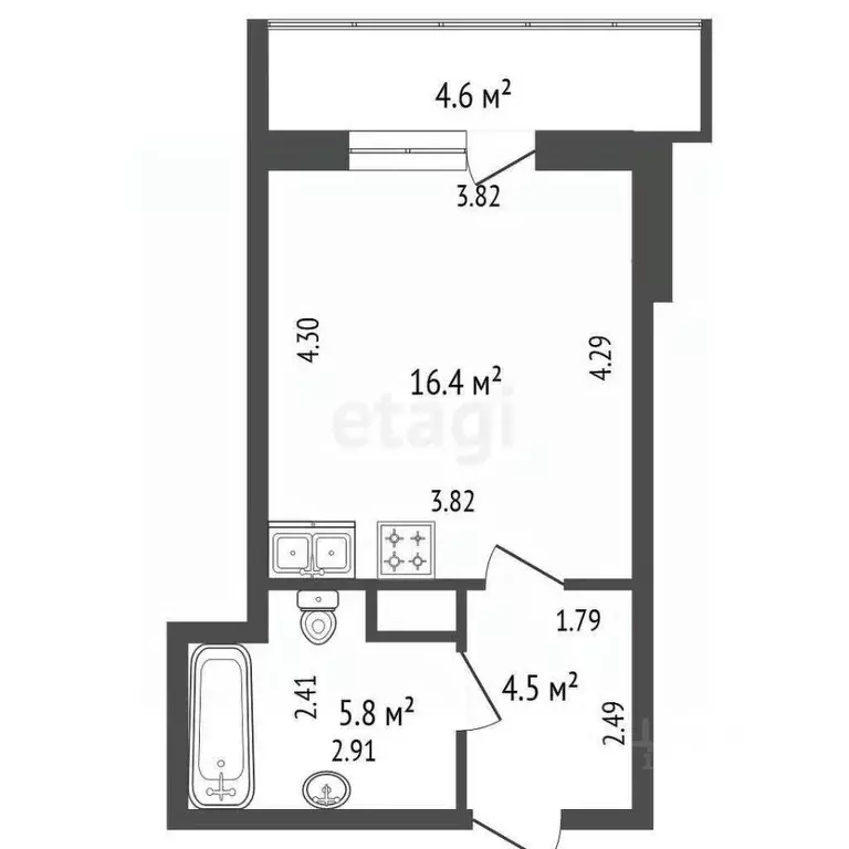Студия Санкт-Петербург пос. Шушары, Московское ш., 258к1 (26.7 м) - Фото 0
