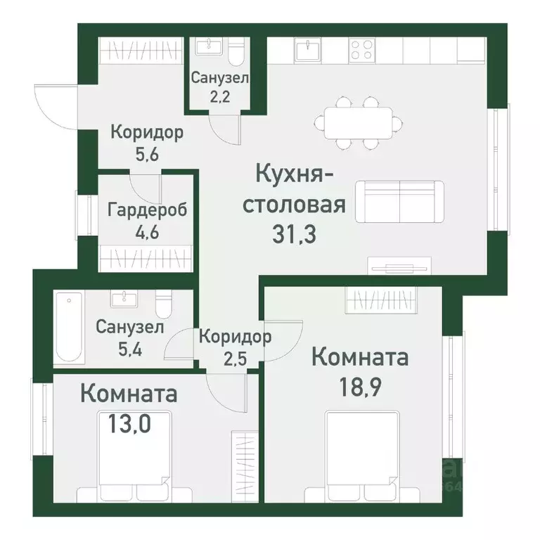 2-к кв. Челябинская область, Челябинский городской округ, пос. ... - Фото 0